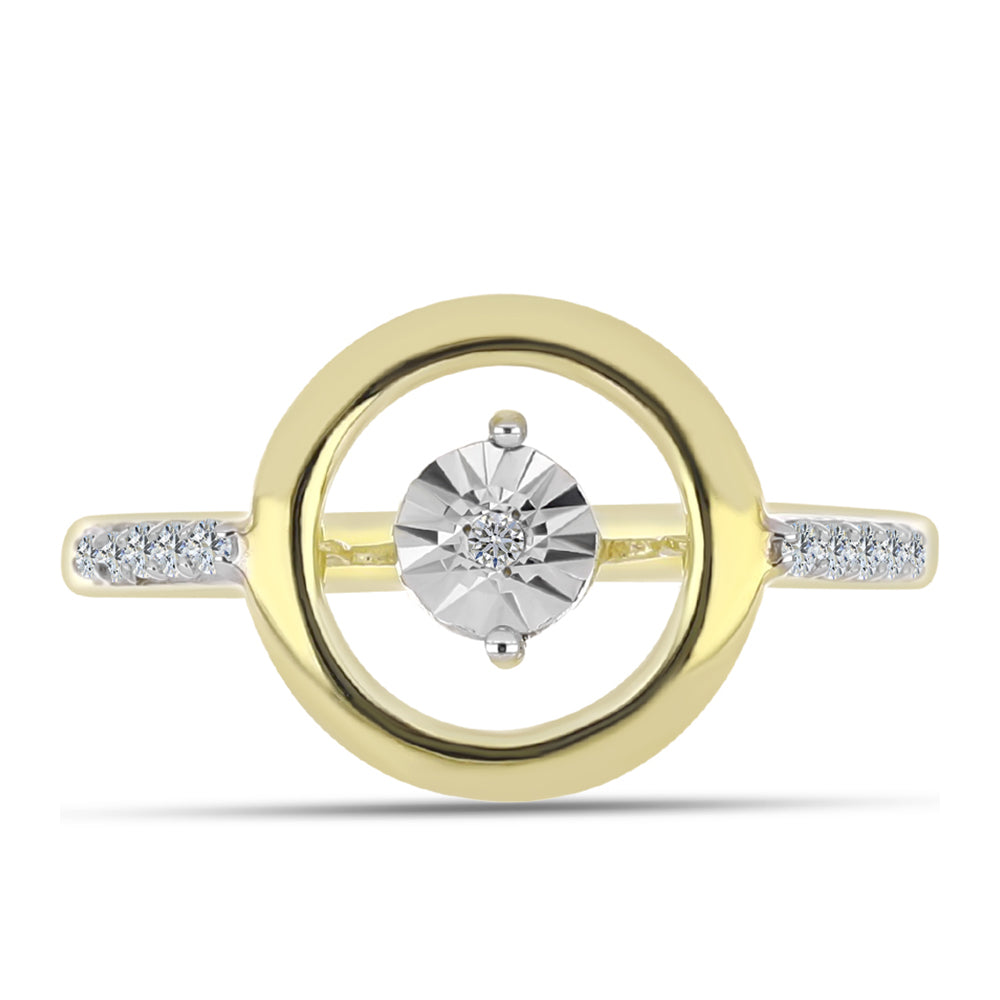 Goldplattierter Silberring mit weißem Diamant und weißem Topas