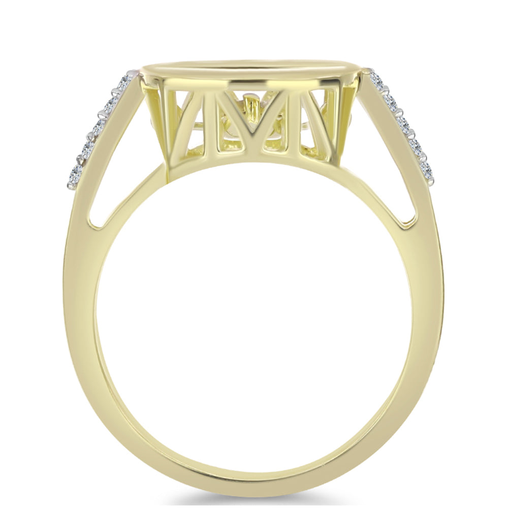 Goldplattierter Silberring mit weißem Diamant und weißem Topas