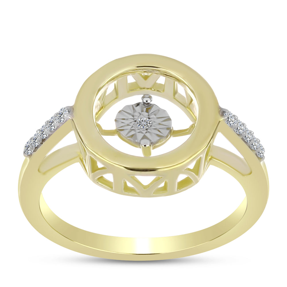 Goldplattierter Silberring mit weißem Diamant und weißem Topas