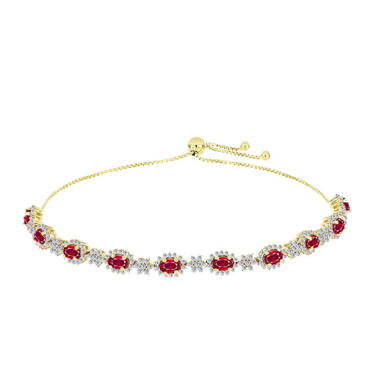Goldplattiertes Silberarmband mit Rubin aus Madagaskar und weißem Topas