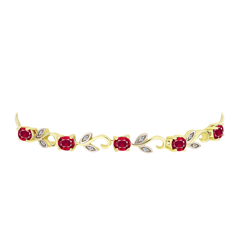 Goldplattiertes Silberarmband mit Rubin aus Madagaskar und weißem Topas 2 