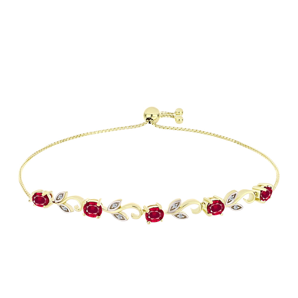 Goldplattiertes Silberarmband mit Rubin aus Madagaskar und weißem Topas