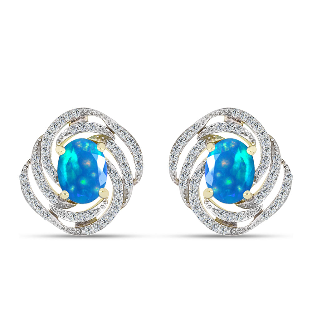 Goldplattierte Silberohrringe mit äthiopischem Paradiese-Opal und weißem Topas 1 