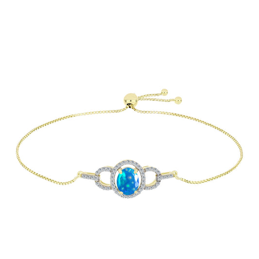 Goldplattiertes Silberarmband mit äthiopischem Paradiese-Opal und weißem Topas