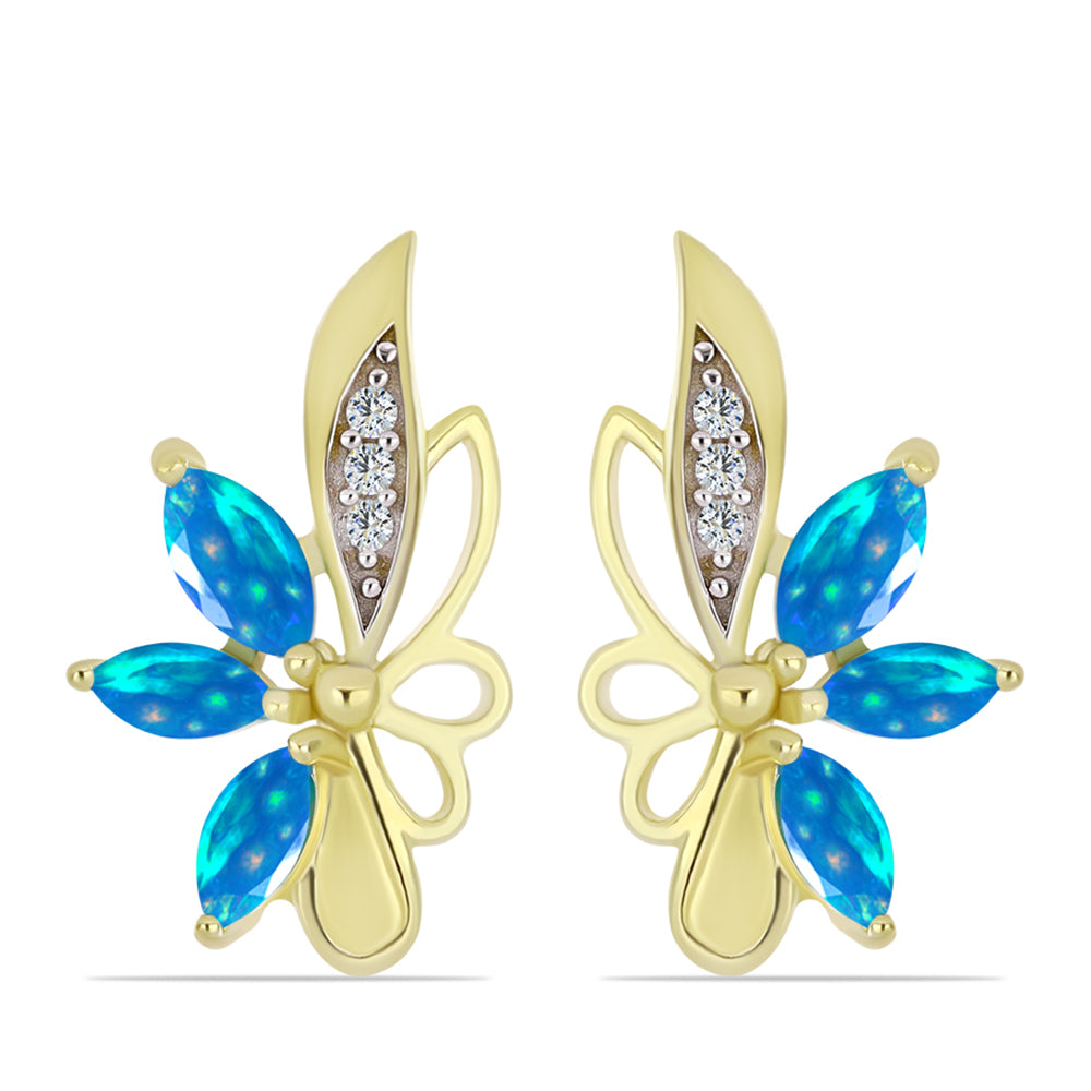 Goldplattierte Silberohrringe mit äthiopischem Paradiese-Opal und weißem Topas 1 