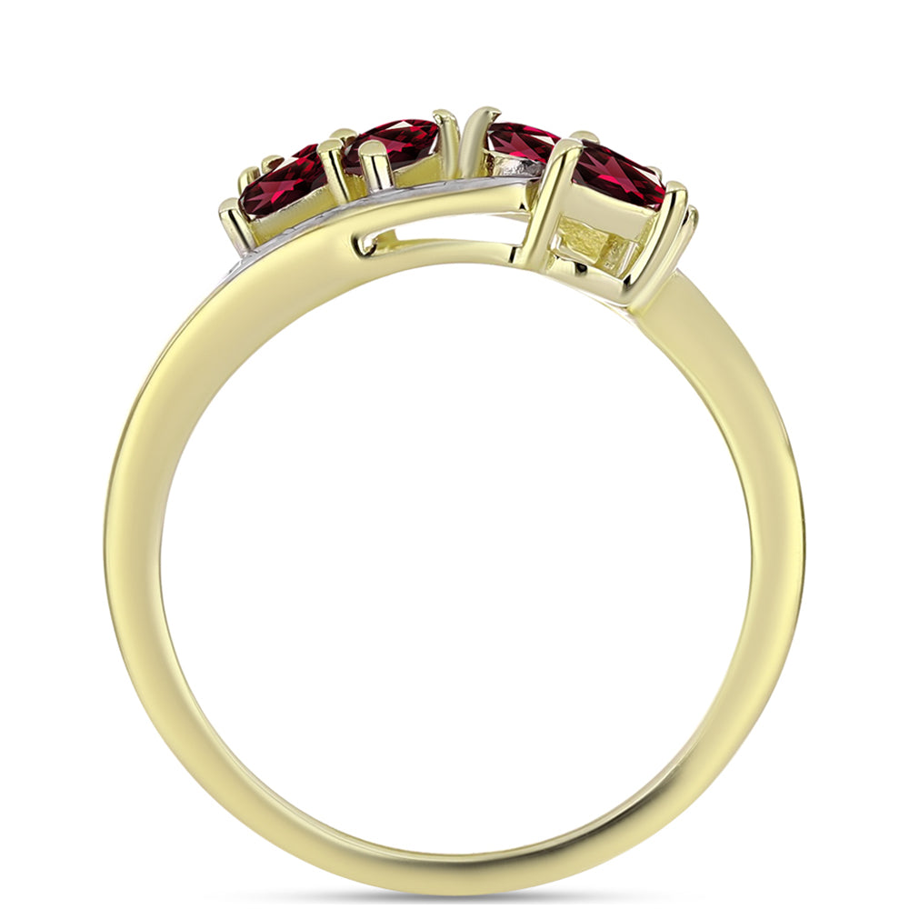 Goldplattierter Silberring mit Rhodolith Granat und weißem Topas 2 