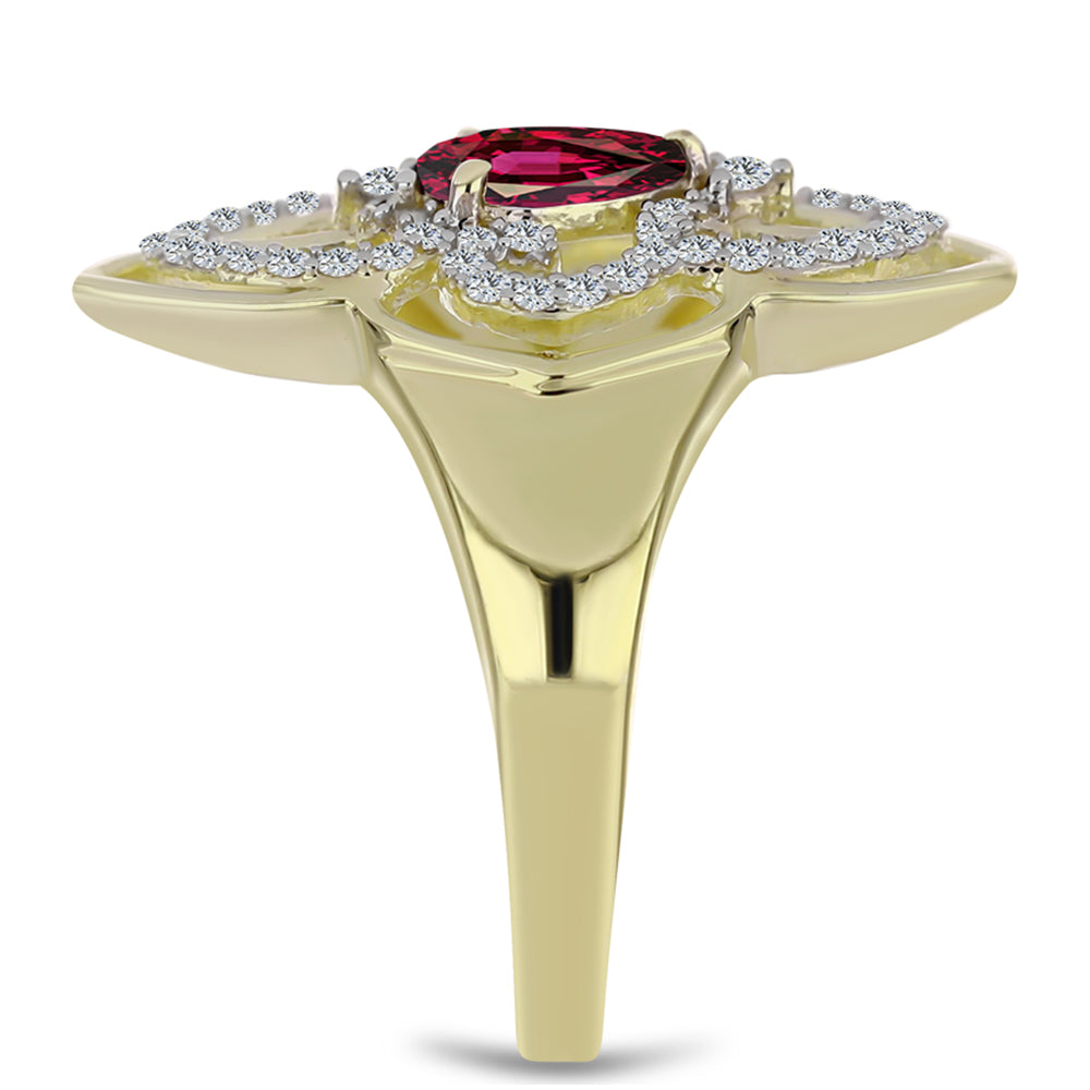 Goldplattierter Silberring mit Rhodolith Granat und weißem Topas 4 