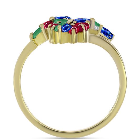 Goldplattierter Silberring mit Rubin aus Madagaskar und australischem blauem Saphir