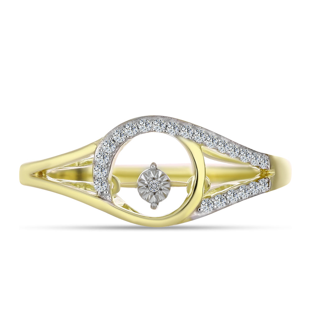Goldplattierter Silberring mit weißem Diamant und weißem Topas 1 