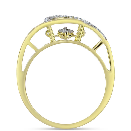 Goldplattierter Silberring mit weißem Diamant und weißem Topas