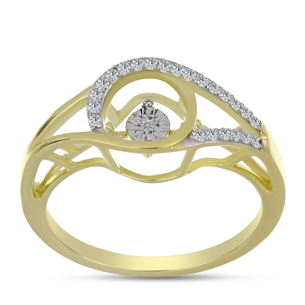 Goldplattierter Silberring mit weißem Diamant und weißem Topas 3 