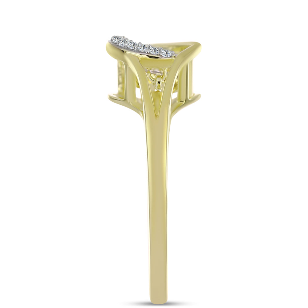 Goldplattierter Silberring mit weißem Diamant und weißem Topas 4 