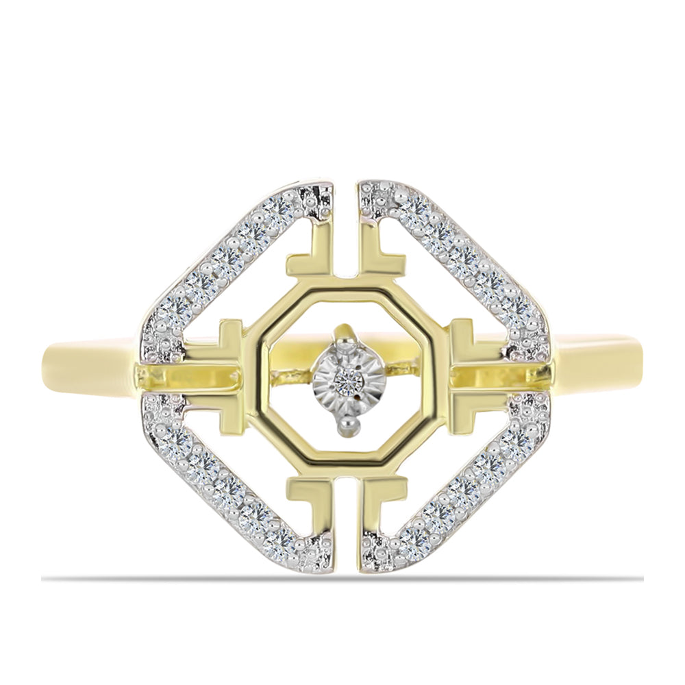 Goldplattierter Silberring mit weißem Diamant und weißem Topas 1 