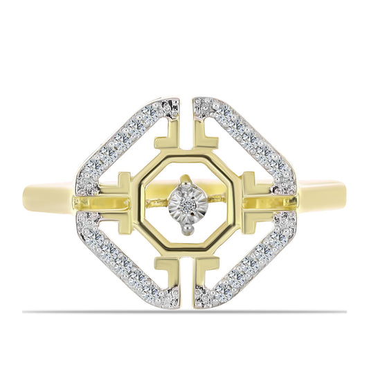 Goldplattierter Silberring mit weißem Diamant und weißem Topas