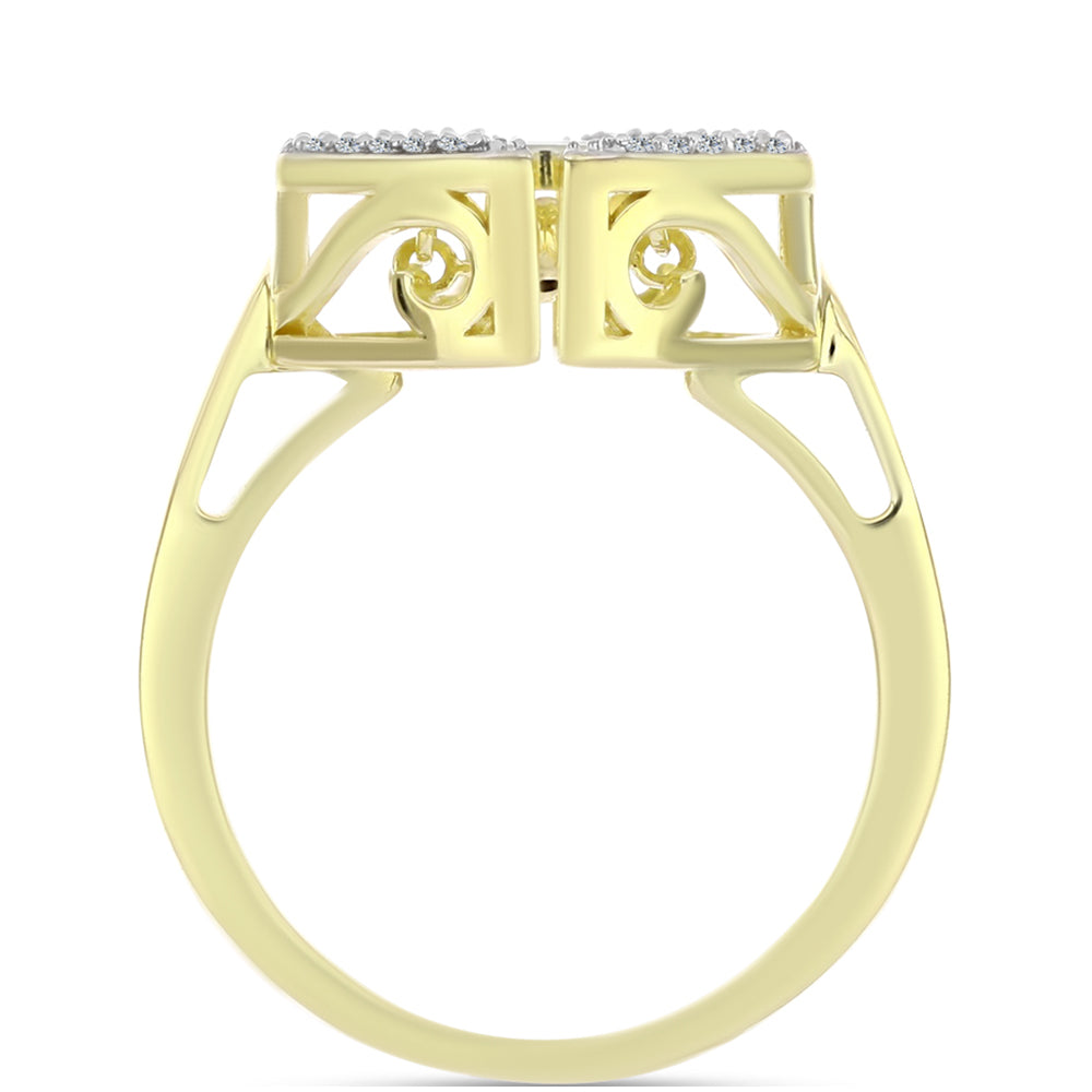 Goldplattierter Silberring mit weißem Diamant und weißem Topas 2 