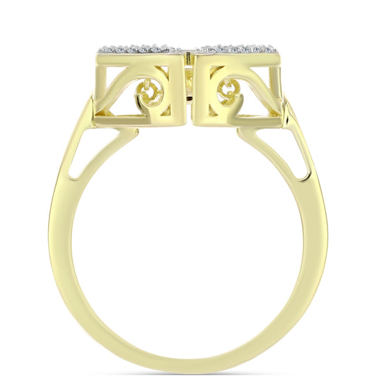 Goldplattierter Silberring mit weißem Diamant und weißem Topas