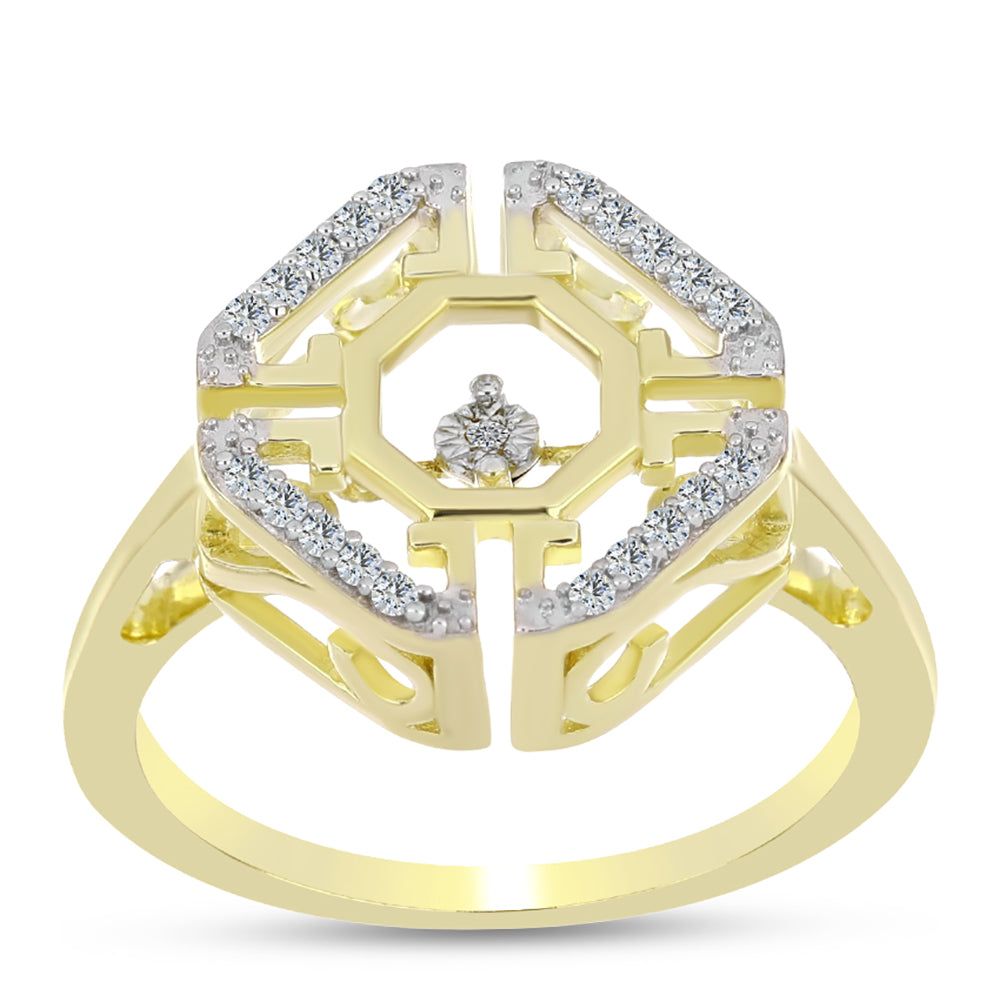 Goldplattierter Silberring mit weißem Diamant und weißem Topas 3 