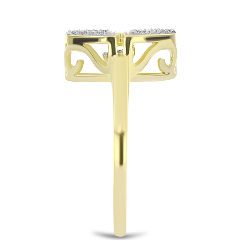 Goldplattierter Silberring mit weißem Diamant und weißem Topas