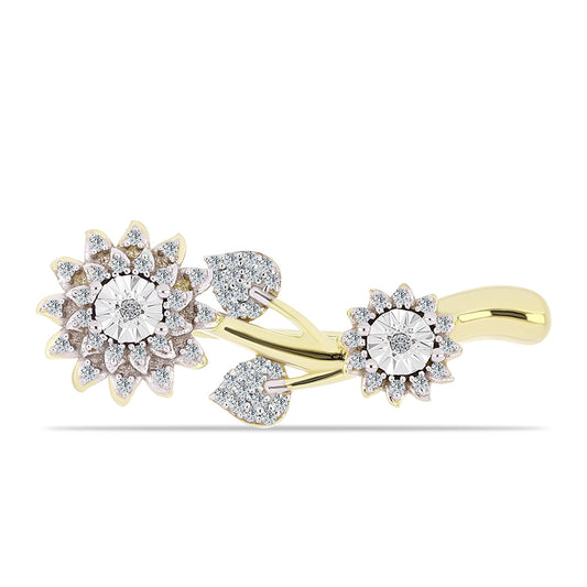 Goldplattierte Silberbrosche mit weißem Diamant und weißem Topas