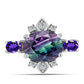 Silberring mit Zebrafluorit und marokkanischem Amethyst