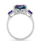 Silberring mit Zebrafluorit und marokkanischem Amethyst
