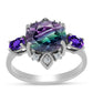 Silberring mit Zebrafluorit und marokkanischem Amethyst