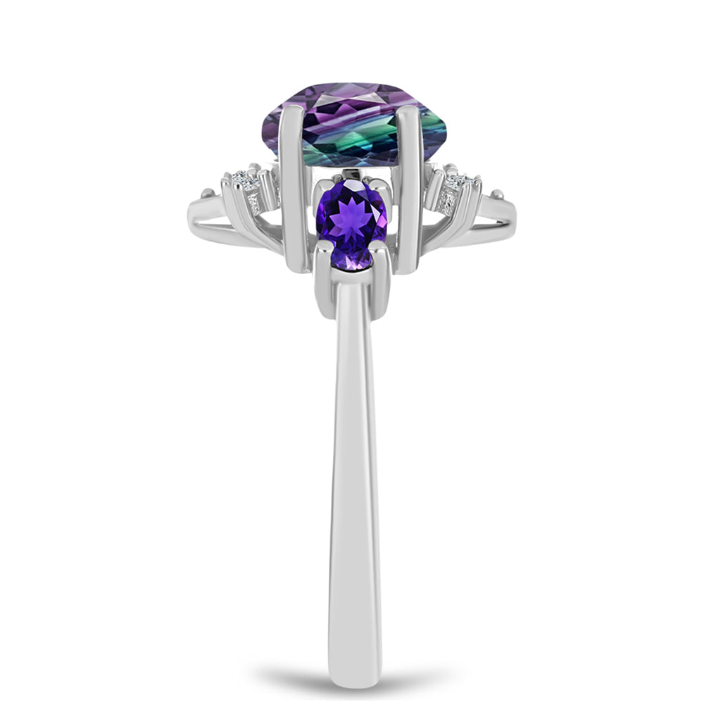 Silberring mit Zebrafluorit und marokkanischem Amethyst 4 