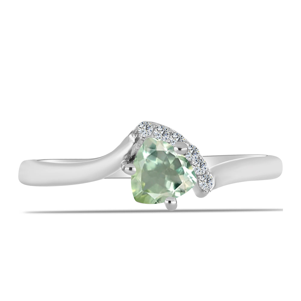 Silberring mit grünem Amethyst und weißem Topas 1 