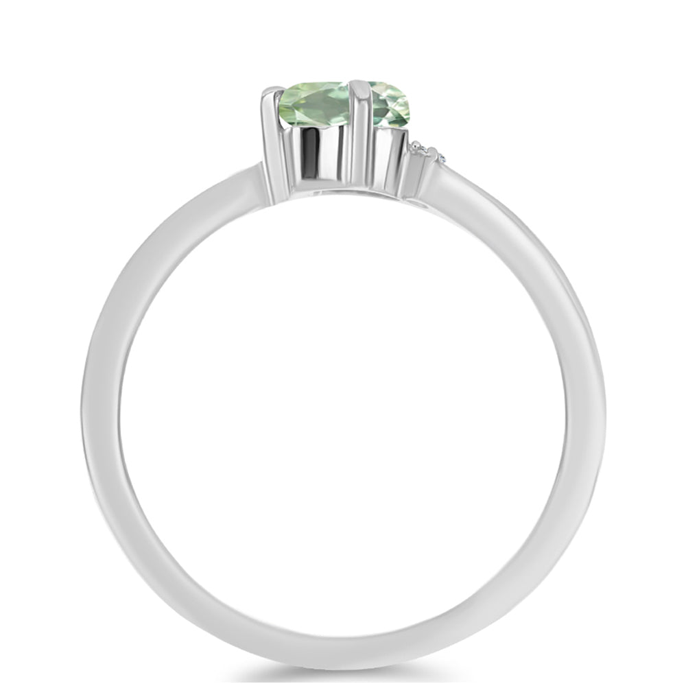 Silberring mit grünem Amethyst und weißem Topas 2 