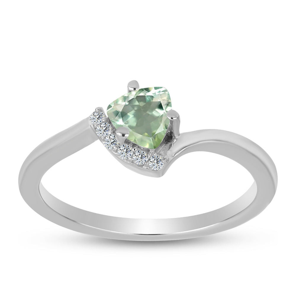 Silberring mit grünem Amethyst und weißem Topas 3 
