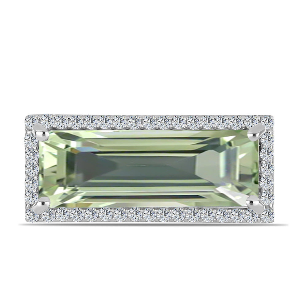 Silberring mit grünem Amethyst und weißem Topas 1 