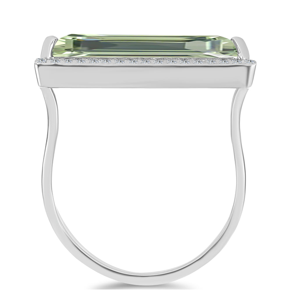 Silberring mit grünem Amethyst und weißem Topas 2 