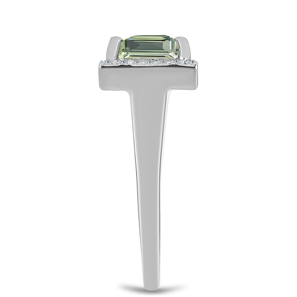 Silberring mit grünem Amethyst und weißem Topas 4 