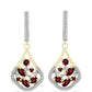 Goldplattierte Silberohrringe mit Rhodolith Granat und weißem Topas