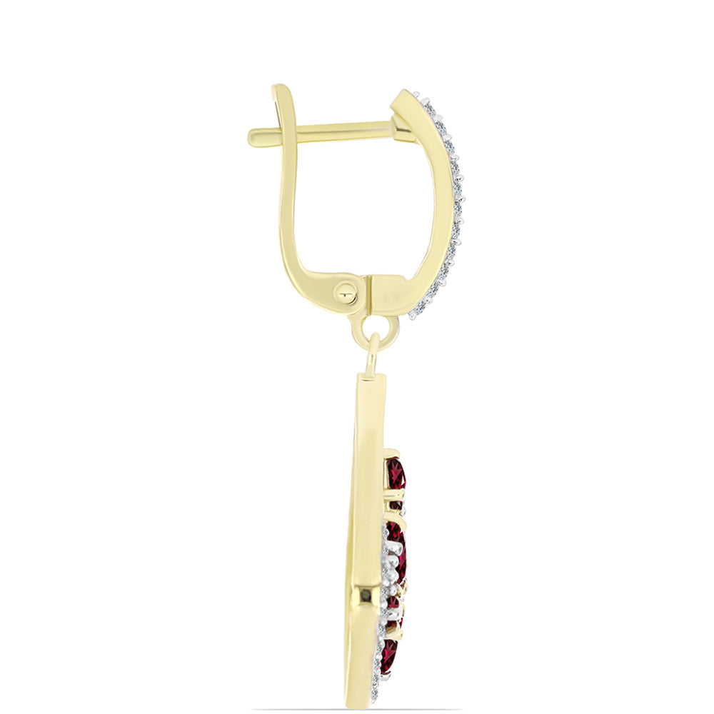 Goldplattierte Silberohrringe mit Rhodolith Granat und weißem Topas 2 