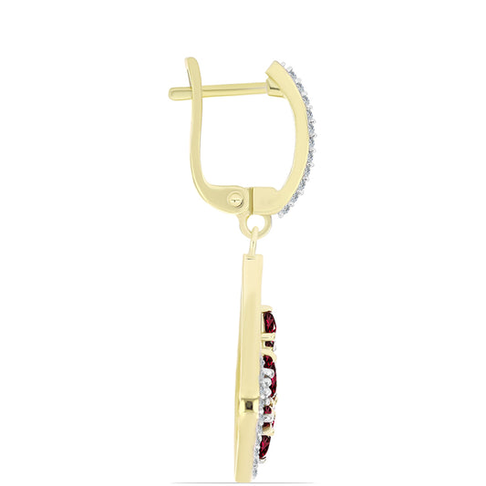 Goldplattierte Silberohrringe mit Rhodolith Granat und weißem Topas