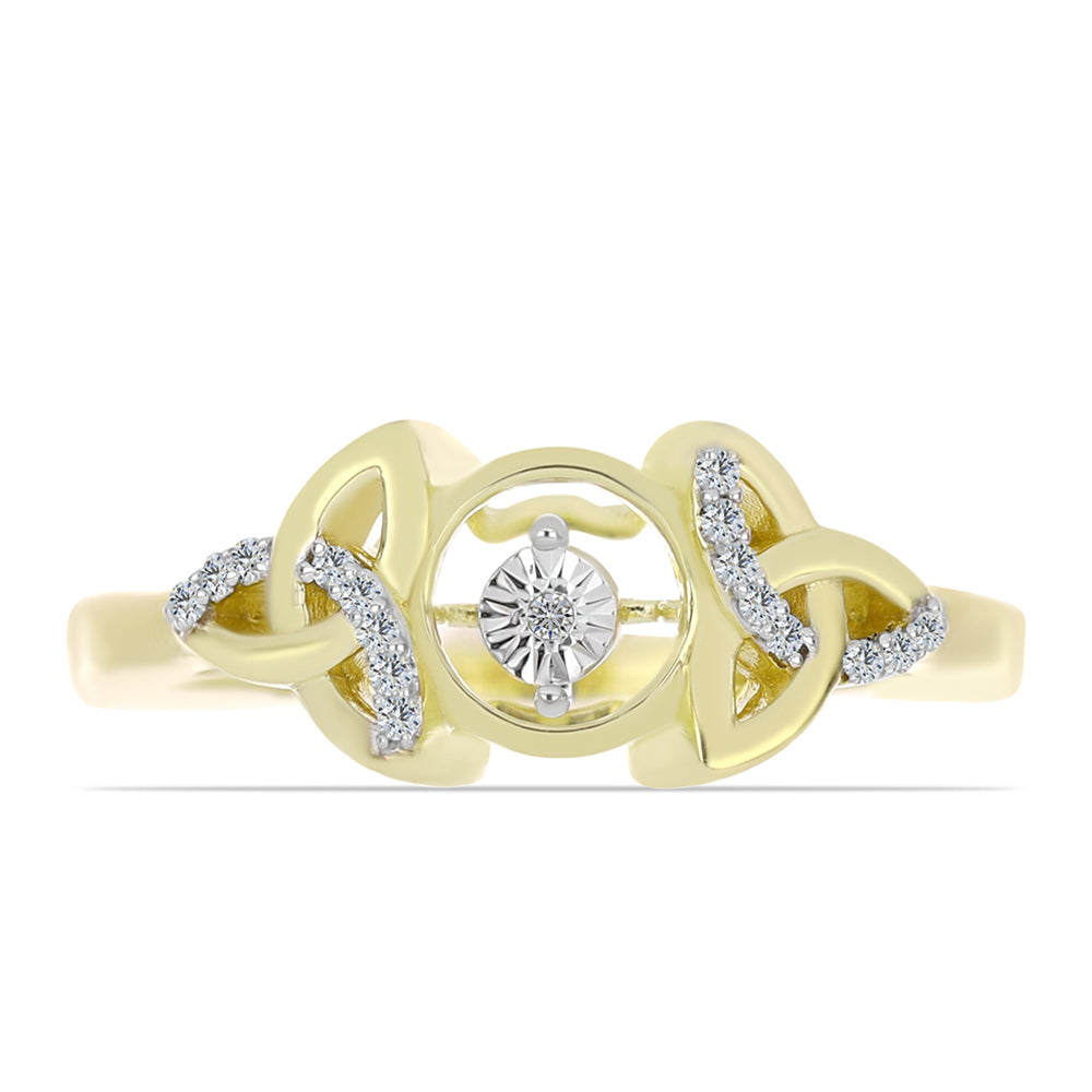 Goldplattierter Silberring mit weißem Diamant und weißem Topas 1 