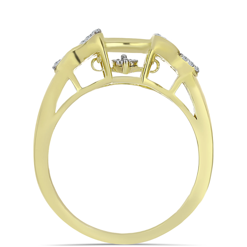Goldplattierter Silberring mit weißem Diamant und weißem Topas 2 