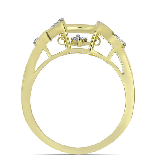 Goldplattierter Silberring mit weißem Diamant und weißem Topas