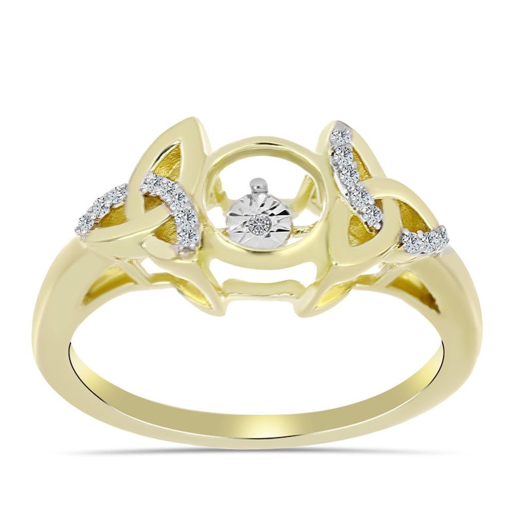 Goldplattierter Silberring mit weißem Diamant und weißem Topas