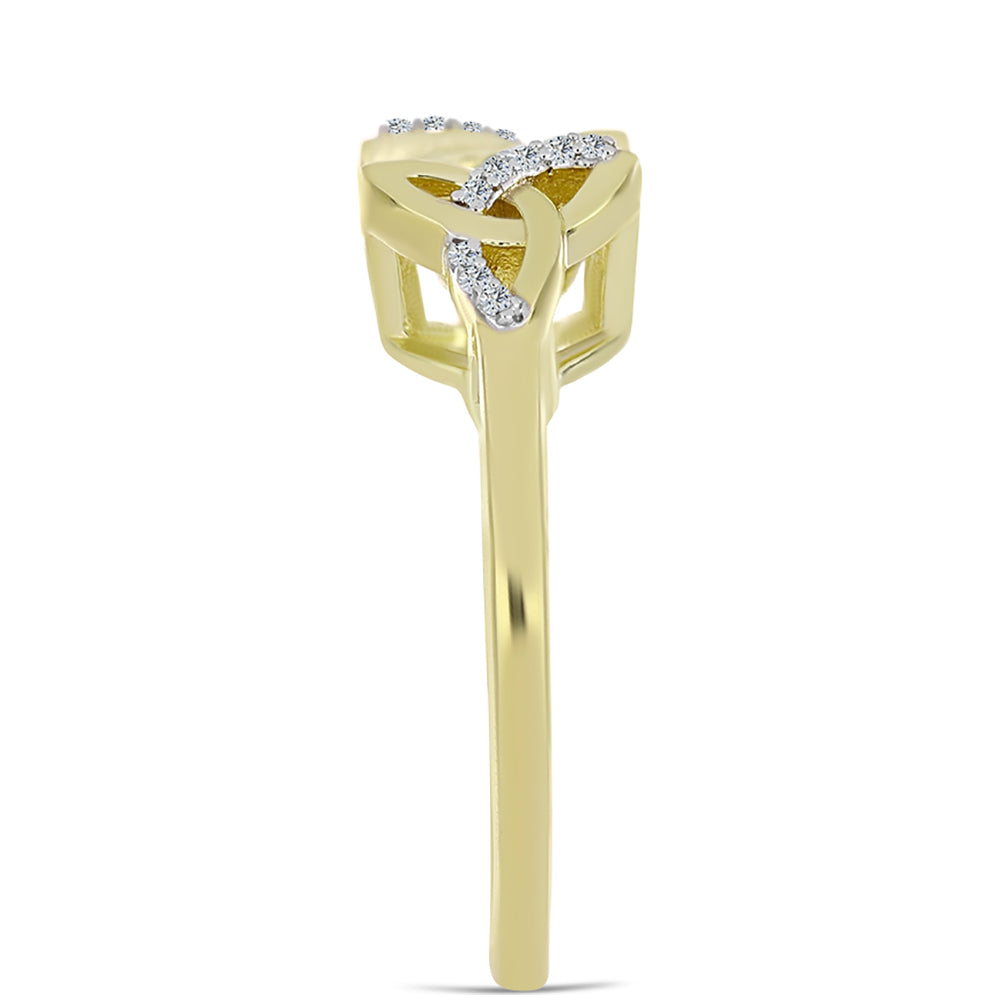 Goldplattierter Silberring mit weißem Diamant und weißem Topas