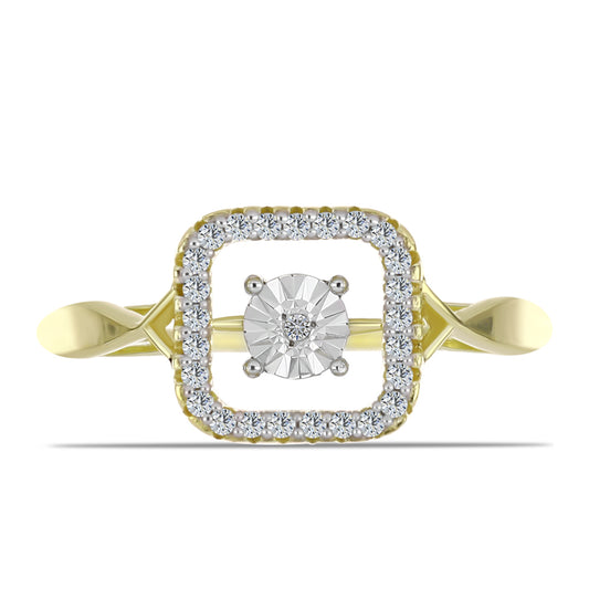 Goldplattierter Silberring mit weißem Diamant und weißem Topas