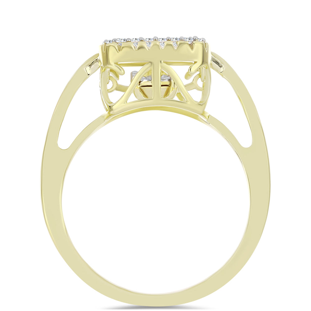 Goldplattierter Silberring mit weißem Diamant und weißem Topas 2 