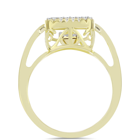 Goldplattierter Silberring mit weißem Diamant und weißem Topas