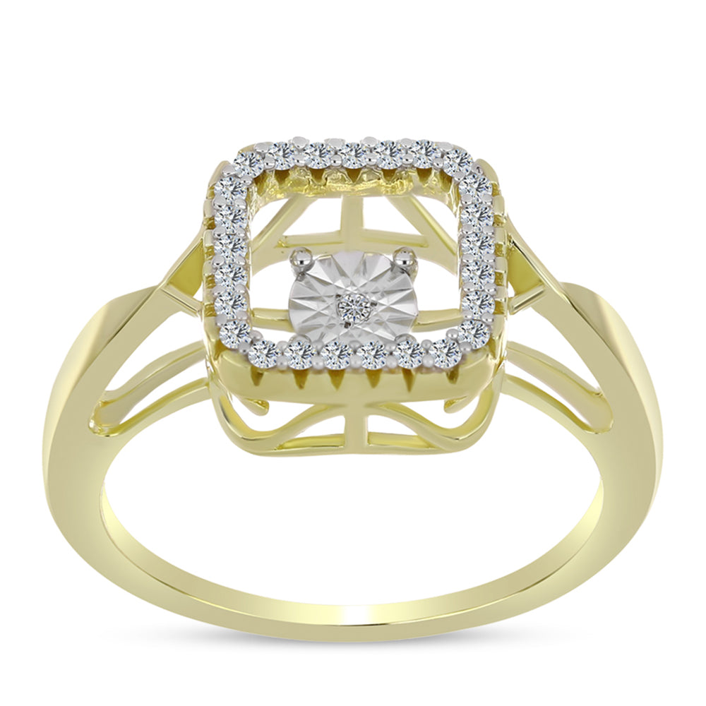 Goldplattierter Silberring mit weißem Diamant und weißem Topas 3 