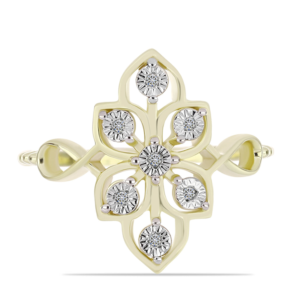 Goldplattierter Silberring mit weißem Diamant 1 