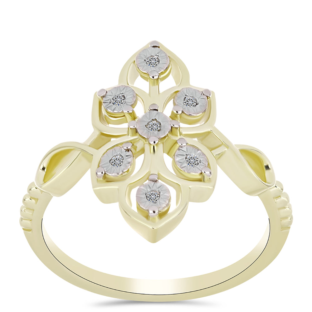 Goldplattierter Silberring mit weißem Diamant