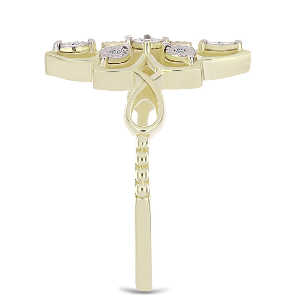 Goldplattierter Silberring mit weißem Diamant 4 