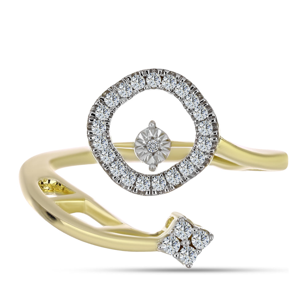 Goldplattierter Silberring mit weißem Diamant und weißem Topas 1 