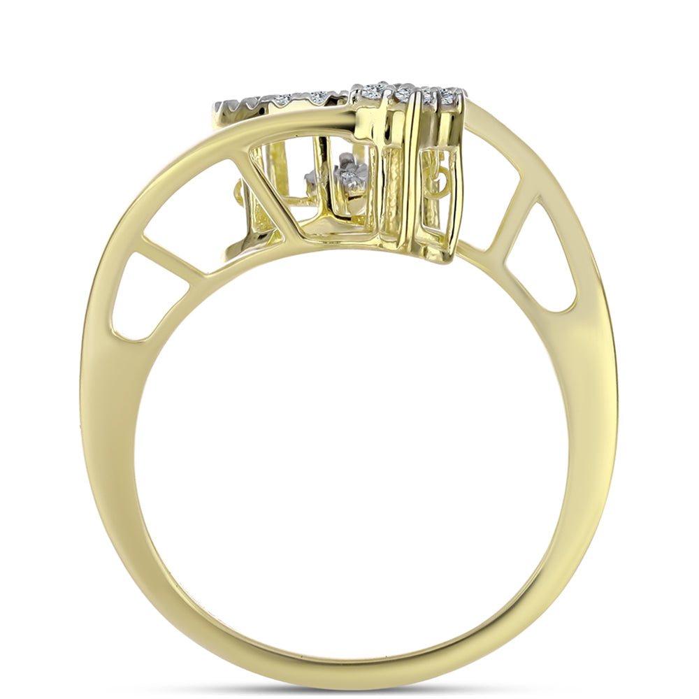 Goldplattierter Silberring mit weißem Diamant und weißem Topas 2 